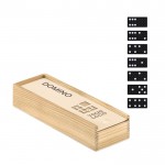 Domino in houten doos met logo weergave met jouw bedrukking