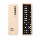 Domino in houten doos met logo kleur hout vierde weergave met logo