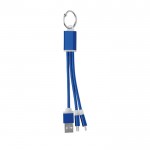 Leuke sleutelhanger met connectors en opdruk kleur koningsblauw