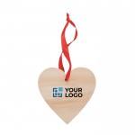 Kersthanger met logo van hout in hartvorm weergave met jouw bedrukking