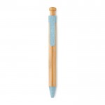Bamboe pen met klikmechanisme kleur blauw