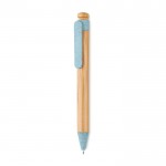 Bamboe pen met klikmechanisme kleur blauw tweede weergave