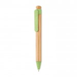 Bamboe pen met klikmechanisme kleur groen tweede weergave