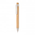 Bamboe pen met klikmechanisme kleur beige tweede weergave