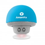 Bluetooth speaker met zuignap kleur turkoois vierde weergave met logo