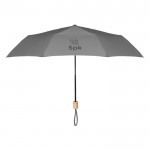 Opvouwbare paraplu voor bedrijven, 21” kleur grijs vierde weergave met logo