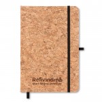 Personaliseerbaar A5-notitieboek met kurken kaft kleur zwart bedrukt