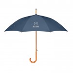 Elegante paraplu voor bedrijven kleur blauw vierde weergave met logo