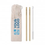 Set van 2 herbruikbare bamboe rietjes weergave met jouw bedrukking