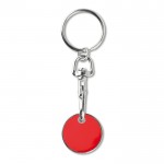 Gekleurde sleutelhanger met winkelwagenmunt kleur rood
