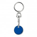 Gekleurde sleutelhanger met winkelwagenmunt kleur koningsblauw