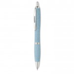 Eco pen met huls van tarwestro kleur blauw