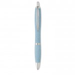 Eco pen met huls van tarwestro kleur blauw derde weergave