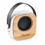 Bluetooth bamboe speaker 5.0 met logo  kleur wit met logo