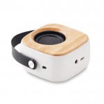 Bluetooth bamboe speaker 5.0 met logo  kleur wit tweede weergave