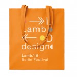 Gekleurde katoenen tas van 180 gr / m2 kleur oranje met logo