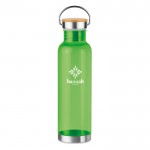 Tritan flessen met bamboe deksel en handvat kleur limoen groen met logo