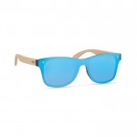 Promotionele zonnebrillen met bamboe pootjes kleur blauw