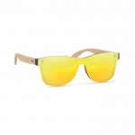 Promotionele zonnebrillen met bamboe pootjes kleur geel