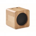Vierkante 5.0 speakers met logo kleur hout