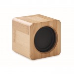 Vierkante 5.0 speakers met logo kleur hout tweede weergave