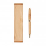 Personaliseerbare pen in een bamboe doosje kleur hout vierde weergave