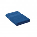 Organische, katoenen handdoeken met logo kleur koningsblauw