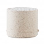 Draadloze bluetooth speaker van tarwestro kleur beige derde weergave