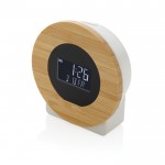 Ronde bamboe bureau klok met logo kleur hout