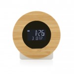 Ronde bamboe bureau klok met logo kleur hout tweede weergave