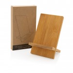 Bamboe telefoonstandaard in kraft doos kleur hout weergave met doos