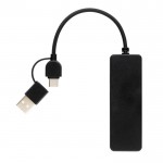 USB-hub gemaakt van gerecycled plastic kleur zwart tweede weergave
