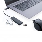 USB-hub gemaakt van gerecycled plastic kleur zwart vierde weergave