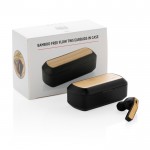 Draadloze koptelefoon met logo (bamboe) kleur zwart weergave met doos