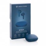 Premium in-ear oordopjes met logo kleur blauw weergave van doos