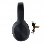 Promotionele bluetooth koptelefoon van gerecycled plastic kleur zwart vierde weergave