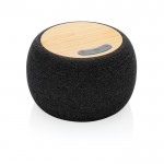 Draadloze bamboe speaker met microfoon kleur donkergrijs