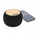 Draadloze bamboe speaker met microfoon kleur donkergrijs tweede weergave
