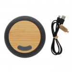 Draadloze bamboe speaker met microfoon kleur donkergrijs vijfde weergave