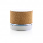 Bluetooth speaker met logo en kurken behuizing kleur naturel tweede weergave
