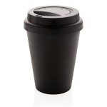 Plastic koffiebeker to go bedrukken met logo en dubbele wand kleur zwart