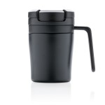 Kleine thermische to go koffiemok met logo kleur zwart tweede weergave
