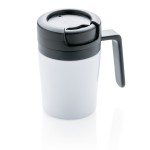 Kleine thermische to go koffiemok met logo kleur wit