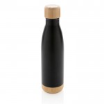 Fles met bamboe detail aan boven- en onderkant kleur zwart