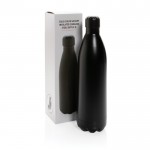 Effenkleurige RVS drinkfles met logo (1L) kleur zwart weergave met doos