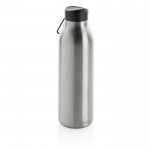 BPA-vrije thermische drinkfles met logo en draaglus kleur zilver