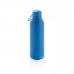BPA-vrije thermische drinkfles met logo en draaglus kleur blauw