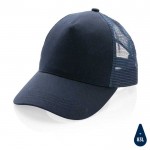 Duurzame truckercap pet met logo kleur marineblauw achtste weergave