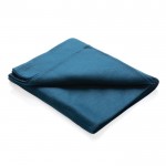 Zachte deken met logo en bijkomende tas kleur marineblauw