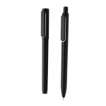 Bedrukte pennenset met metalen details kleur zwart
